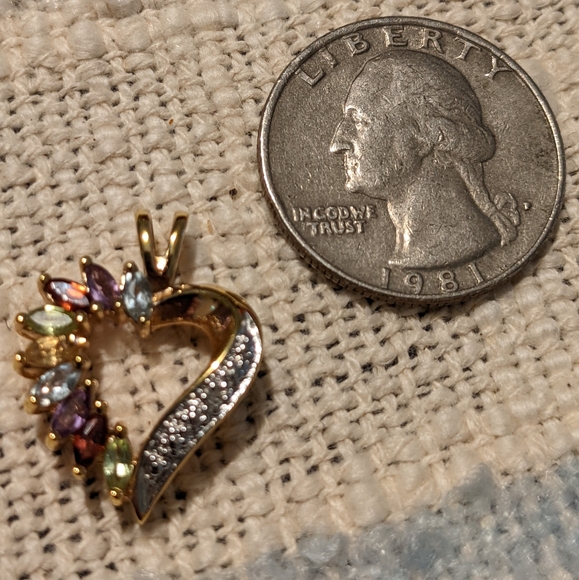 Rainbow Gemstone Heart Pendant - Picture 2 of 3